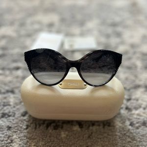Chloe cat eye sunglasses, black frame, gradient grey lens